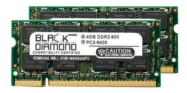 Picture of 8GB Kit (2x4GB) DDR2 800 (PC2-6400) SODIMM Memory 200-pin (2Rx8)