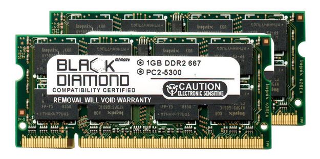 Picture of 2GB Kit (2x1GB) DDR2 667 (PC2-5300) SODIMM Memory 200-pin (2Rx8)